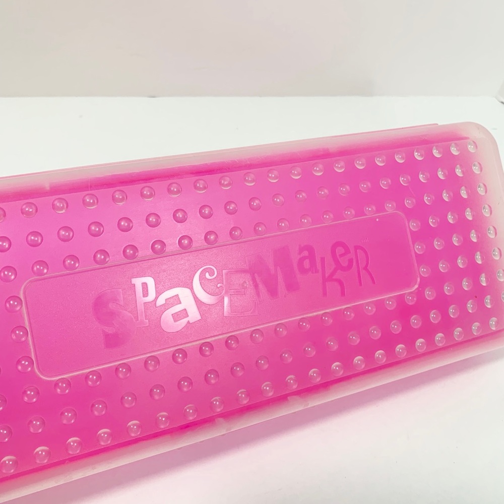 Spacemaker VTG Frosted Hot Pink Pencil Box 13x5 - Picture 2 of 8